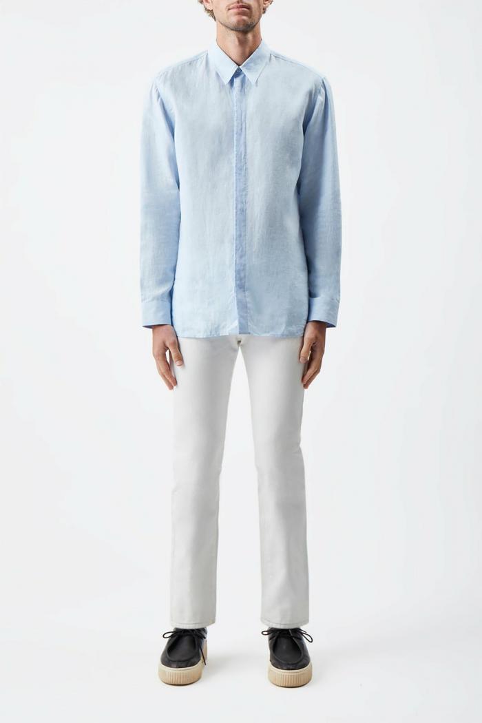 Quevedo Shirt In Linen Light Blue | Gabriela Hearst Mens Tops