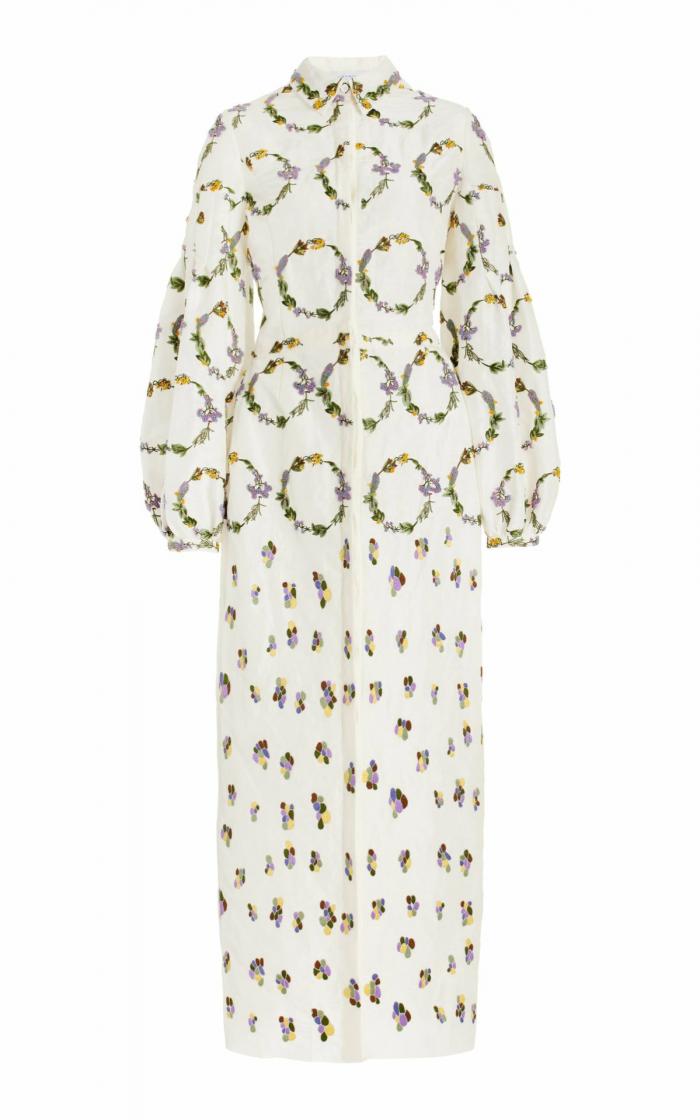 Embroidered Mauri Dress Ivory | Gabriela Hearst Womens Dresses